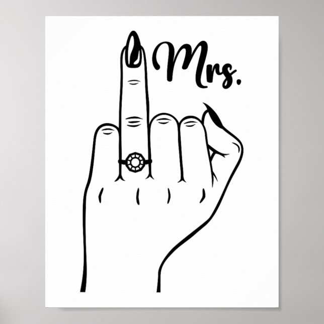 Cool Mrs Just Married Ehefrau Wedding Finger Ring  Poster (Vorne)