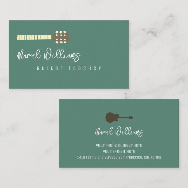 Cool Music Business Card for Guitarists Visitenkarte (Vorne/Hinten)