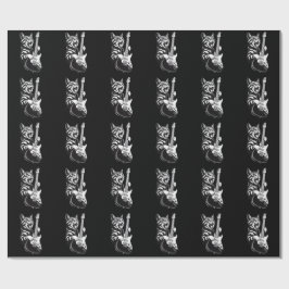 Cool Music Love | Rock Cat Playing Electric Guitar Geschenkpapier