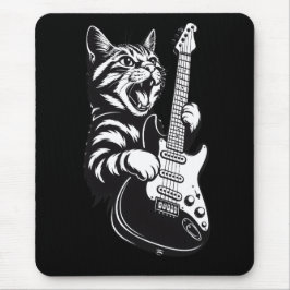 Cool Music Love | Rock Cat Playing Electric Guitar Mousepad