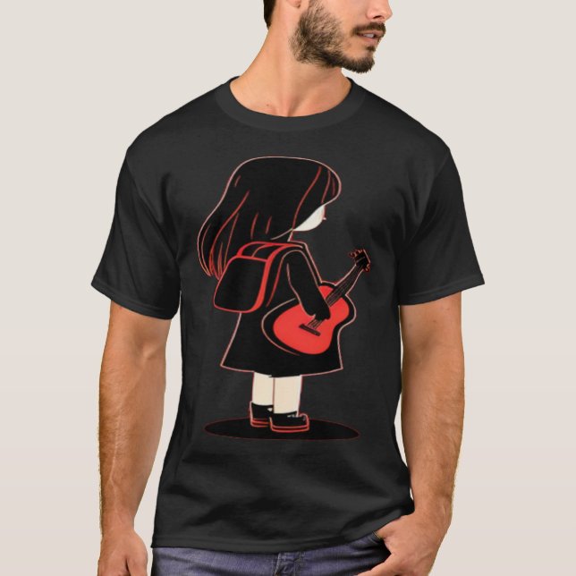 Cool musical Guitar Girl T-Shirt (Vorderseite)