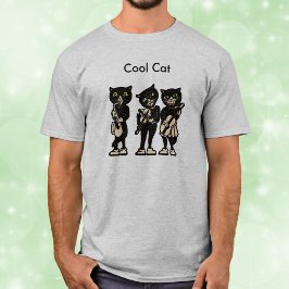 Cool Musiker Schwarze Vintage Katzen T-Shirt