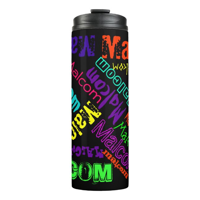 Cool Name Collage Modern Typografy Custom Thermosbecher (Vorderseite)