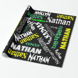 Cool Name Collage Moderne Typografie Geschenkpapier