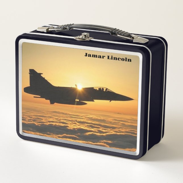 Cool Navy Jet Metall Brotdose (Vorderseite)