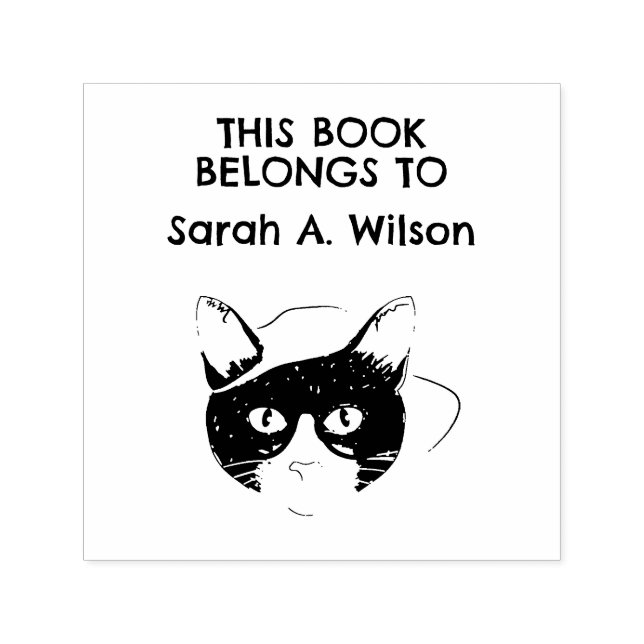 Cool Nerdy Art Cat Book Das Personalisierte Buch Permastempel (Design)