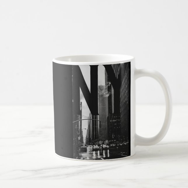 Cool New York City Abstract Skyline, Black &amp; W Kaffeetasse (Rechts)