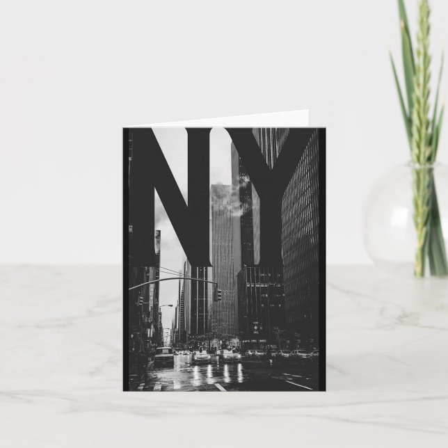 Cool New York City Abstract Skyline, Black &amp; W Karte (Vorderseite)
