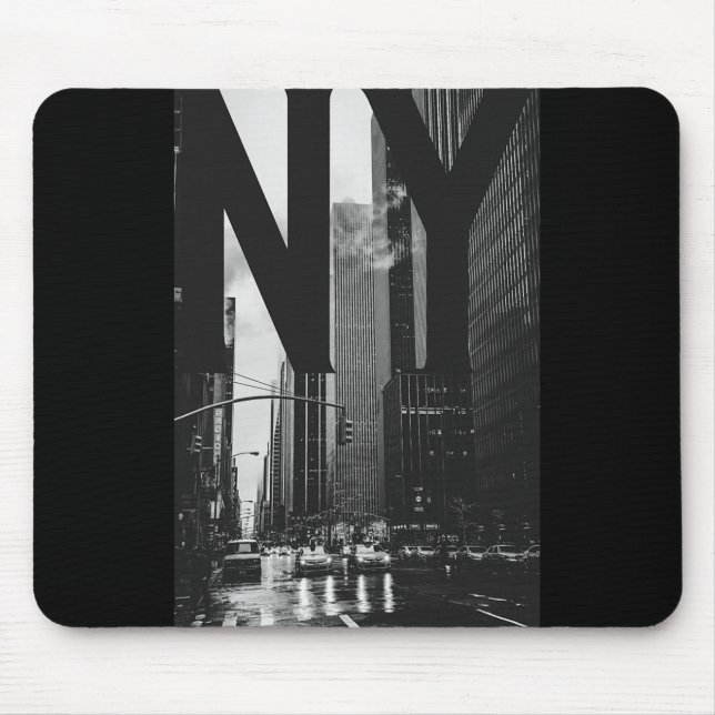 Cool New York City Abstract Skyline, Black &amp; W Mousepad (Vorne)