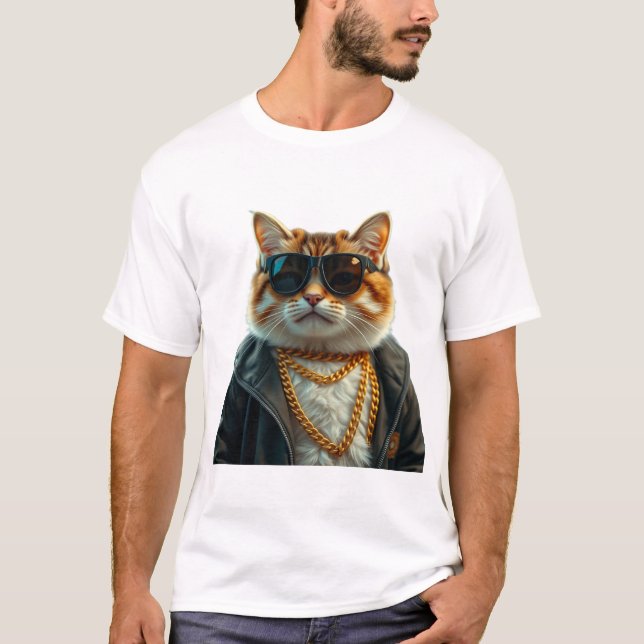 Cool, Niedlich, plump, futuristische Katze T-Shirt (Vorderseite)