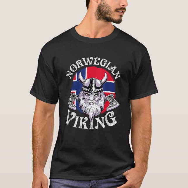 Cool Norwegian Viking Funny Norway Flag Vikings Lo T-Shirt (Vorderseite)