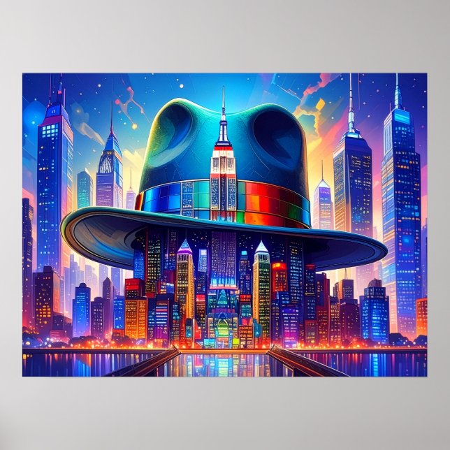 Cool NYC Art New York City in my Hat  Poster (Vorne)
