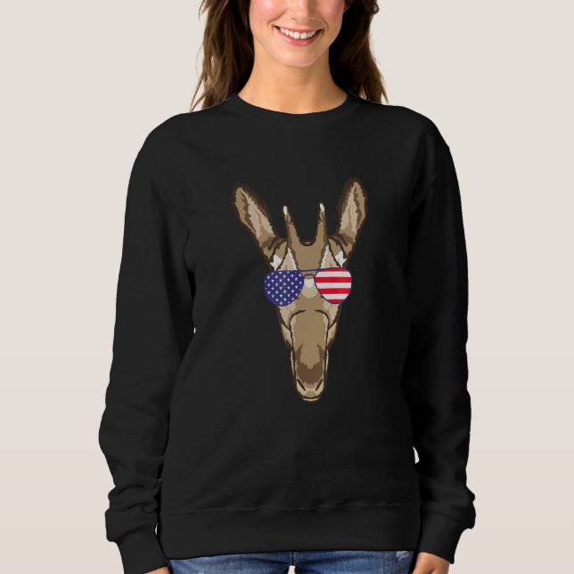 Cool Okapi trägt Usa-Flagge-Sonnenbrille uns Ameri Sweatshirt (Vorderseite)