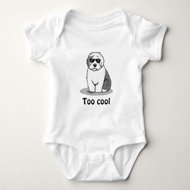 Cool Old English Sheepdog (Grau 1) Niedlich Funny Baby Strampler (Vorderseite)