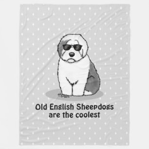 Cool Old English Sheepdog (Grau 1) Niedlich Funny Fleecedecke
