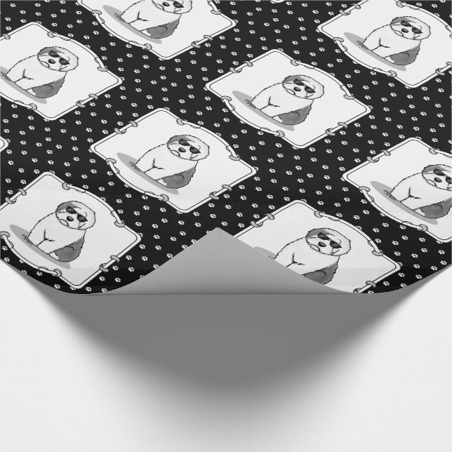 Cool Old English Sheepdog (Grau 1) Niedlich Funny Geschenkpapier (Ecke)