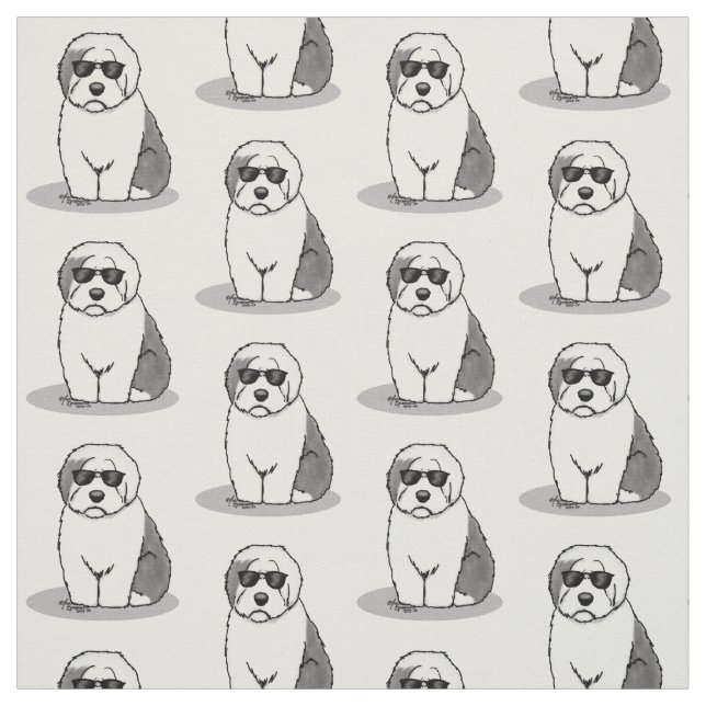 Cool Old English Sheepdog (Grau 1) Niedlich Funny Stoff (Muster)