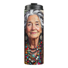 Cool Old Lady in Dread Locks Hippie Woman Thermosbecher