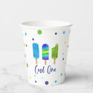 Cool One 1. Geburtstag blau grün Pappbecher