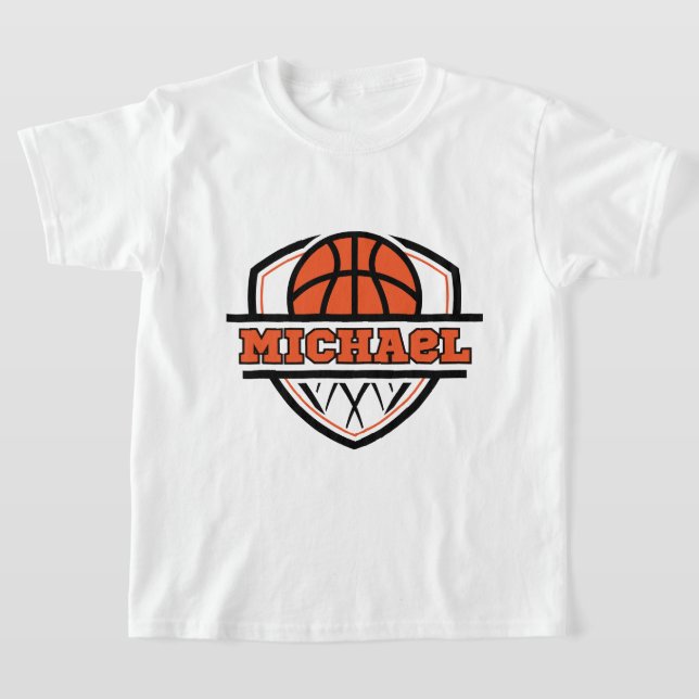 Cool Orange Black Basketball Sport Kinder T-Shirt (Ablage )