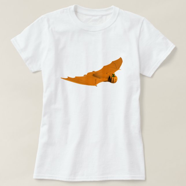 Cool Orange Halloween Bat T-Shirt (Design vorne)