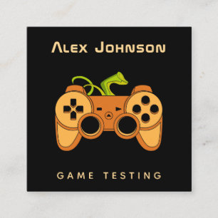 Cool Orange Joystick Joypad Game Tester Fun Quadratische Visitenkarte