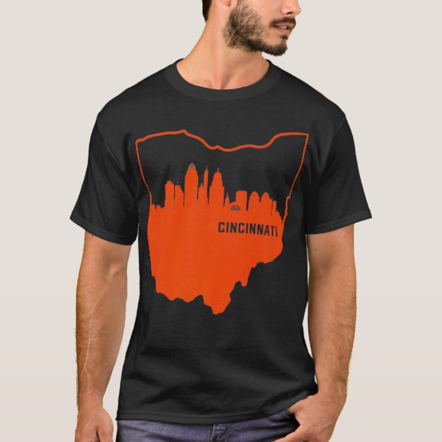 Cool Orange Ohio Staat Kontur Cincinnati T-Shirt (Vorderseite)