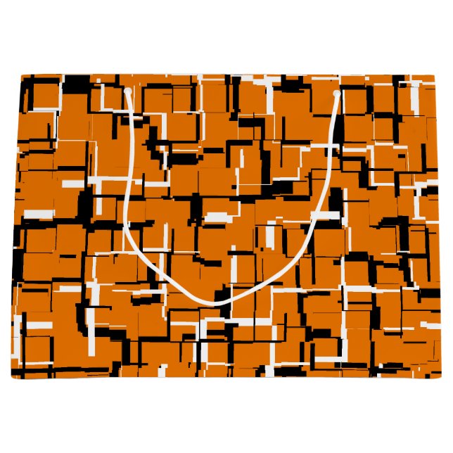 COOL Orange Schwarz-weiß Große Geschenktüte (Vorderseite)
