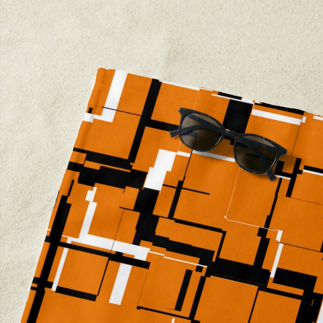 COOL Orange Schwarz-weiß Strandtuch (Beispiel)