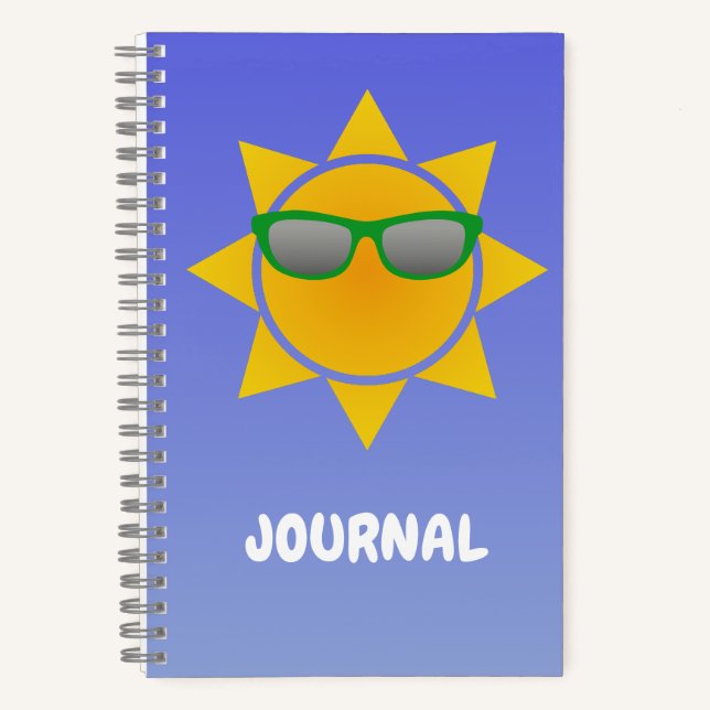 Cool Orange Sun mit Green Shades Journal Notizbuch (Vorderseite)