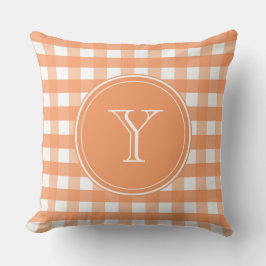 Cool Orange und White Gingham Kissen
