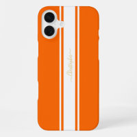 Cool Orange White Racing Stripes Gold Mit Monogram