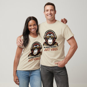 Cool Orangutan Just Vibes Kopfhörer Retro-Design T-Shirt