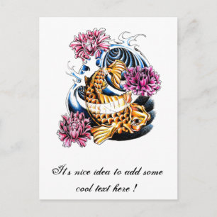 Cool-Oriental-Japanisch Lucky Koi Karpfentätowieru Postkarte