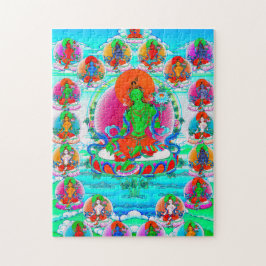 Cool oriental tibetan thangka Green Tara tattoo Puzzle