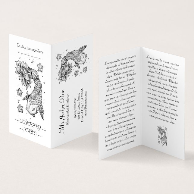 Cool-orientalisch-japanische Koi Carp Fish Lotus B Visitenkarten (Innenseite und Außenseite)