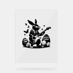 Cool Osterhasen Gitarre spielen Niedlich Bunny Est Acrylschild