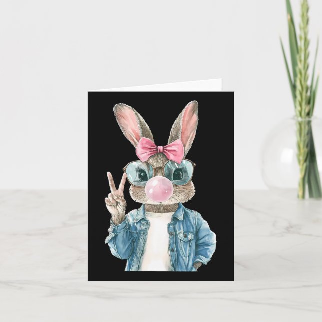 Cool Ostern Bunny Blow Bubble Gum Rabbit Egg Jagd Karte (Vorderseite)