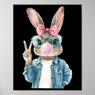 Cool Ostern Bunny Blow Bubble Gum Rabbit Egg Jagd Poster