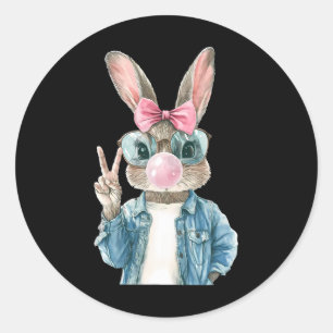 Cool Ostern Bunny Blow Bubble Gum Rabbit Egg Jagd Runder Aufkleber
