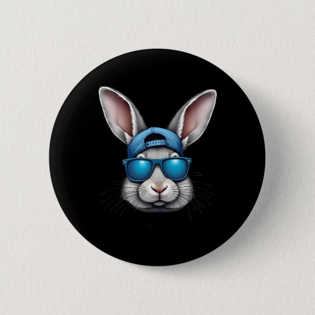 Cool Ostern Sonniges Gesicht mit Sungles Men Boys  Button (Vorderseite)
