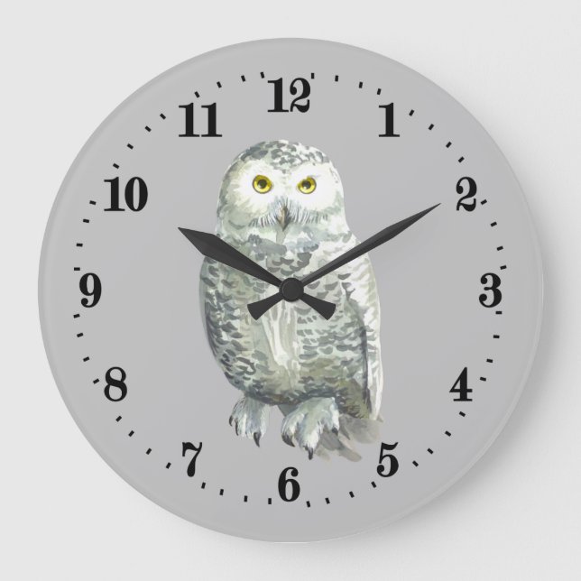 cool owl lovers bird Large Clock  Große Wanduhr (Vorderseite)