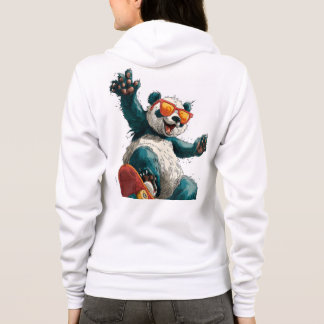 Cool Panda on Colourful Skateboard with Sunglasses Hoodie