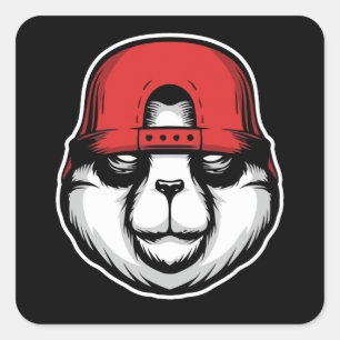 Cool Panda Quadratischer Aufkleber