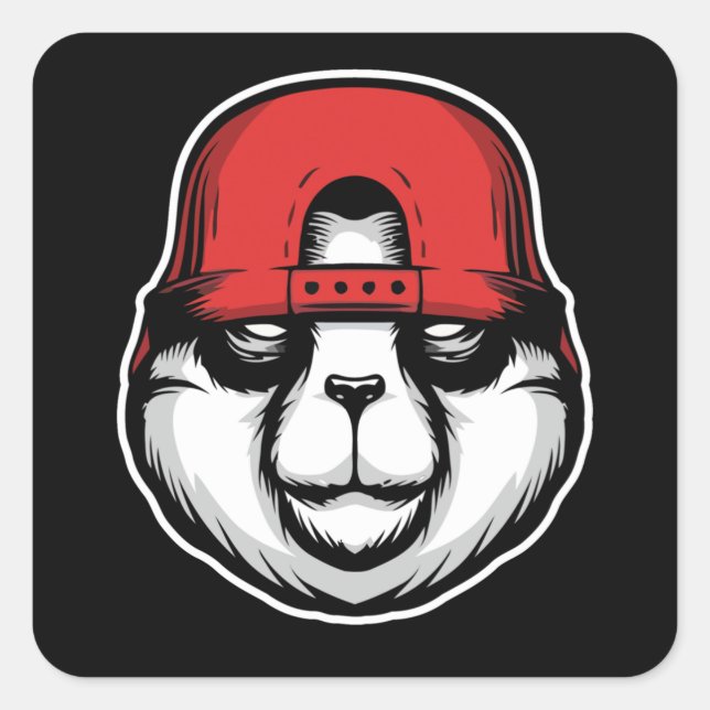 Cool Panda Quadratischer Aufkleber (Vorderseite)