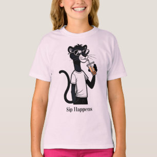 Cool Panther Graphic T-Shirt - Funny Bubble Tee Sh