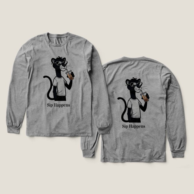 Cool Panther Graphic T-Shirt - Funny Bubble Tee Sh (Design Vorderseite & Rückseite)