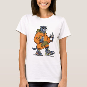Cool Panther Graphic T-Shirt - Funny Bubble Tee Sh