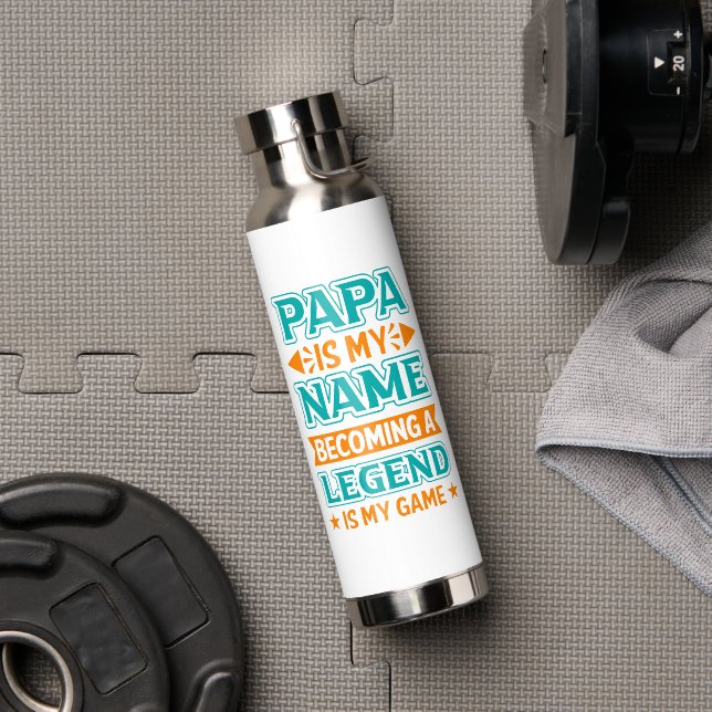 Cool Papa Dad Wortkunst  Trinkflasche (Fitnessstudio (gedreht))