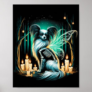 Cool Papillon Dog Skeleton Halloween Hund Mama Vat Poster